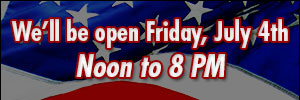 Open July 4th from Noon to 8PM